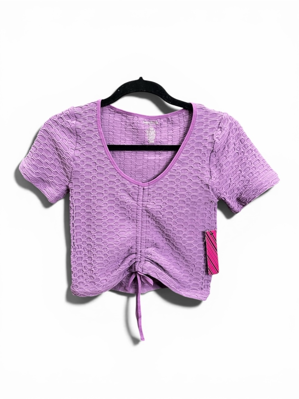 Cotton Candy Lavender Honeycomb Ruched Crop Top Size Medium Large